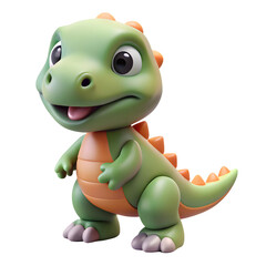 Fototapeta premium Cartoon dinosaur toy isolated on transparent background, a delightful and playful design