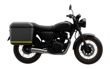 Compact delivery motorcycle with dual side-mounted panniers for additional storage