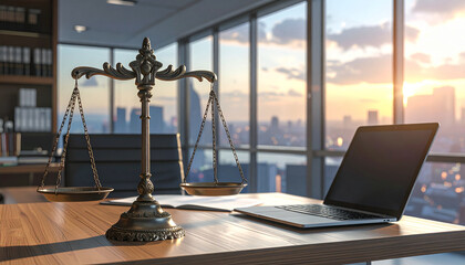 Empty office with lawyer workplace
