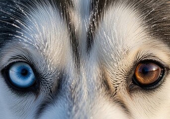 Intense Gaze of a Husky with Heterochromatic Eyes