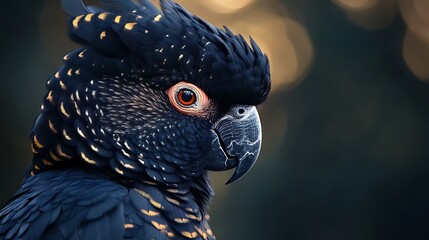 Close Photo Black Cockatoo Head