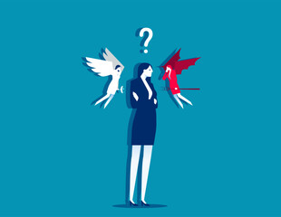 Choice. Difficult decision of businesswoman