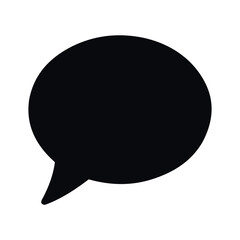 Black speech bubble icon for communication and conversation isolated on white background for social media post