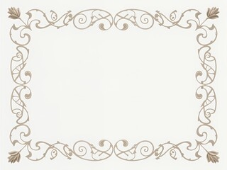 Elegant vintage floral frame with intricate design elements in soft beige tones.