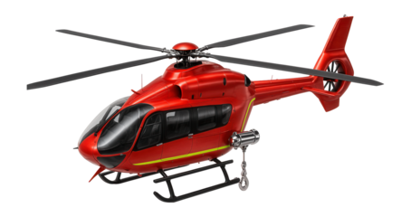 Emergency helicopter with external winch system and spacious interior cabin