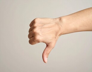 Hand giving a thumbs down a universal gesture to mean disagreement.