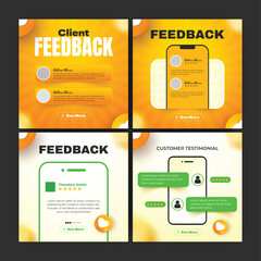 Customer feedback testimonial social media post web banner template Bundle. Customer feedback review