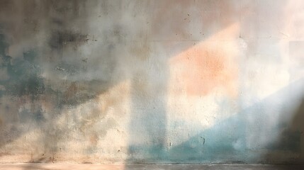 Textured concrete wall with abstract paint splashes and natural light image