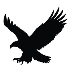 Majestic black silhouette of an eagle in flight ready to dive symbolizing freedom and power silhouette