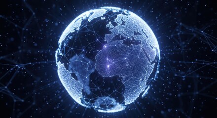 Global digital network visualization futuristic earth globe ui ux design data connection abstract technology background isolated on white background