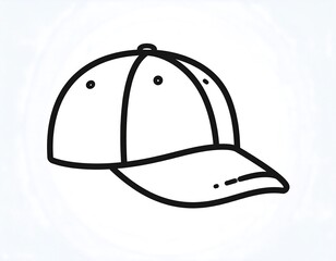Simple black line drawing of a baseball cap
