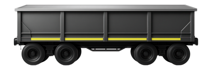 Double-axle gondola car with low side panels and a flat roof