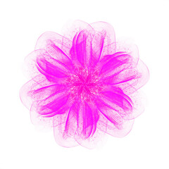 Neon Magenta Geometric Mandala Flower on Transparent Background