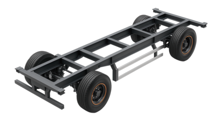 Skeleton container trailer with exposed frame and air suspension