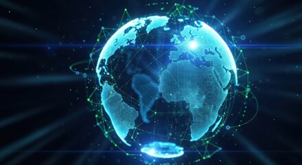 Obraz premium Futuristic digital earth interface ui ux design global connectivity technology concept abstract digital art isolated on white background