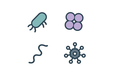 Microscopic organisms and cellular structures including bacteria, viruses, and cells for scientific and biological concepts