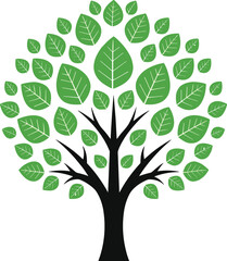 Obraz premium Green leafy tree vector illustration with eco concept, natural growth, organic foliage, botanical design, nature artwork, environment friendly symbol