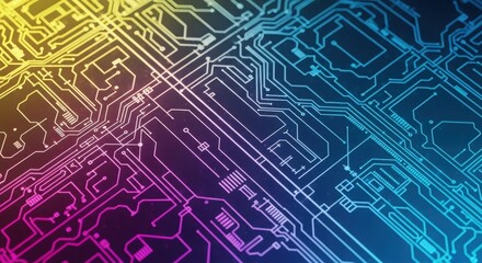 Abstract digital circuitry pattern vibrant color gradient ui ux design technology background isolated on white background