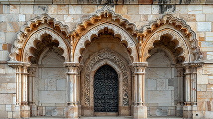 Obraz premium Ornate stone arches and doorways with intricate details.