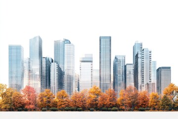 Realistic modern cityscape architecture buildings skyscrapers.