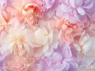 Obraz premium Soft Pink and White Peony Background with Delicate Floral Arrangement in Pastel Shades for Design Use