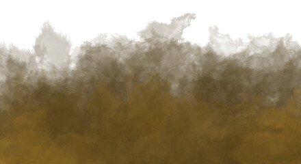 Dusty brown smoke isolated on transparent background for compositing and design