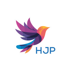 Obraz premium HJP “Stylish Multicolored Bird Emblem for Marketing” HJP LATER LOGO, “Bright Modern Bird Symbol for Brand Identity” “Elegant Gradient Bird Logo for Branding and Business” 