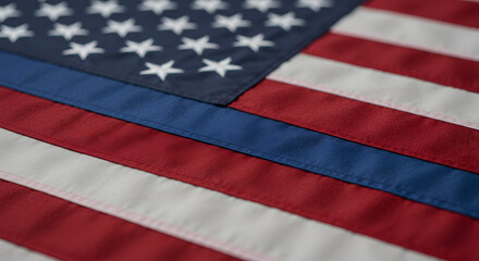 Fototapeta premium Close-up of thin blue line American flag symbolizes support for law enforcement
