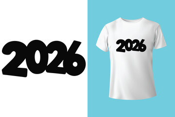 Happy New Year 2026 New Typography T-shirt Design Template