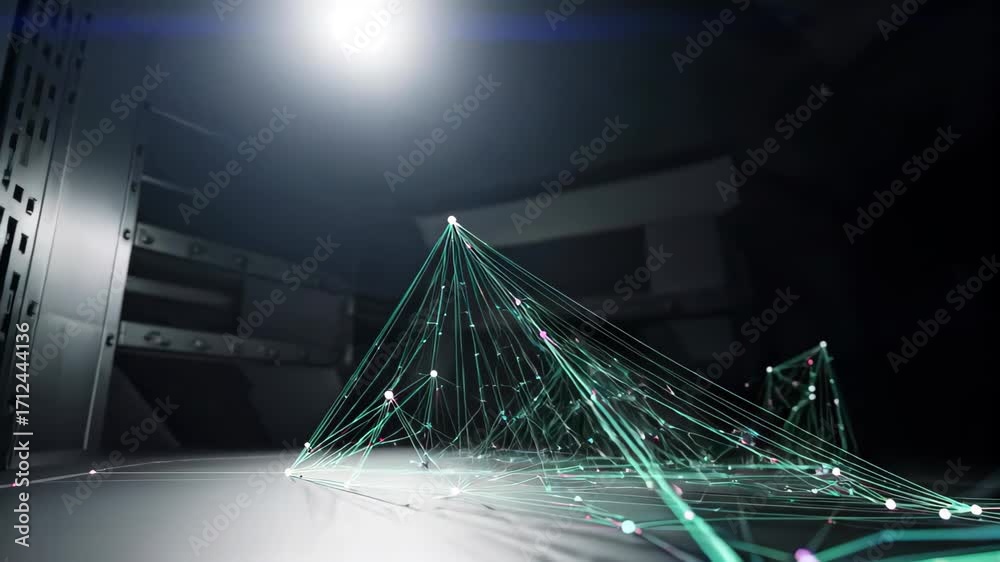 Wall mural Three-dimensional network line structure material technology network connection data