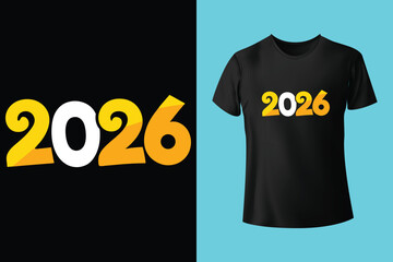 Happy New Year 2026 New Typography T-shirt Design Template