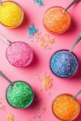 Colorful sugar background. Bright and festive sweet decoration.