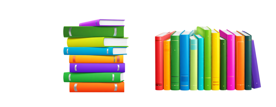 Sat of Modern Flat Vector Stack of Rainbow-Colored Hardcover Books