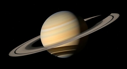 Stunning View of Saturn with Its Iconic Planetary Rings in Deep Space
