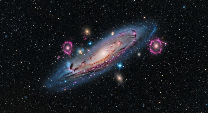 Stunning View of Sextans A Galaxy with Bright Stars and Cosmic Structures in Deep Space
