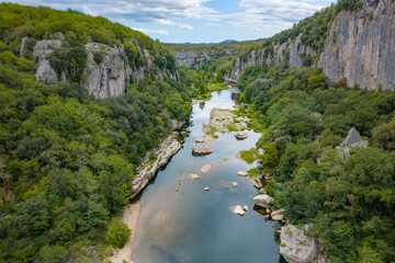 The Ardèche River Flowing Through the Dramatic Gorges de l'Ardèche