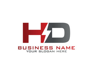 Initial H D logo concept with electric template vector