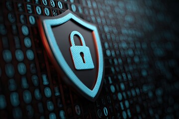 Cybersecurity shield protecting digital data from online threats.