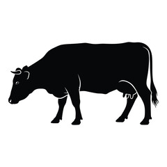 Silhouette of a black cow grazing in a field livestock farm animal farm animal art silhouette