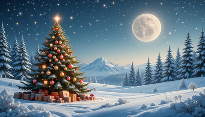 christmas tree in the snow