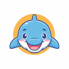 Cheerful Dolphin Cartoon Illustration with a Bright Expression and Friendly Demeanor