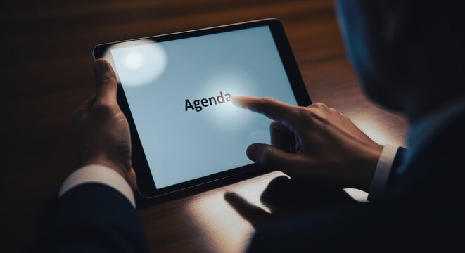 Agenda schedule meeting plan and organization inspire efficient business communication in office work