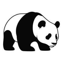 Adorable panda bear side view simple outline drawing animal icon silhouette © JASMIN