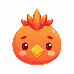 Obraz premium Adorable cartoon illustration of a cute round orange chick with a fiery crest, perfect for a children's book or game mascot
