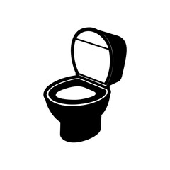 Toilet with the seat open on transparent background silhouette