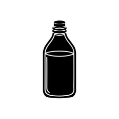 Isolated liquid filled bottle on transparent background silhouette