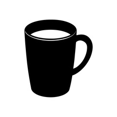 Simple black coffee mug image on transparent background silhouette
