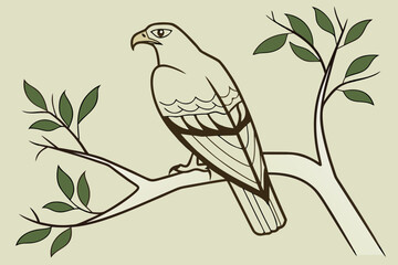Peaceful Landscape with a Quail and Flying Birds