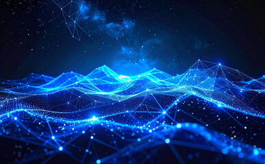 未来的な青い光のネットワーク　デジタル　データ　　　抽象的な背景