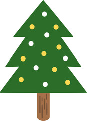 cute simple christmas tree pine decoration vector cartoon illustration